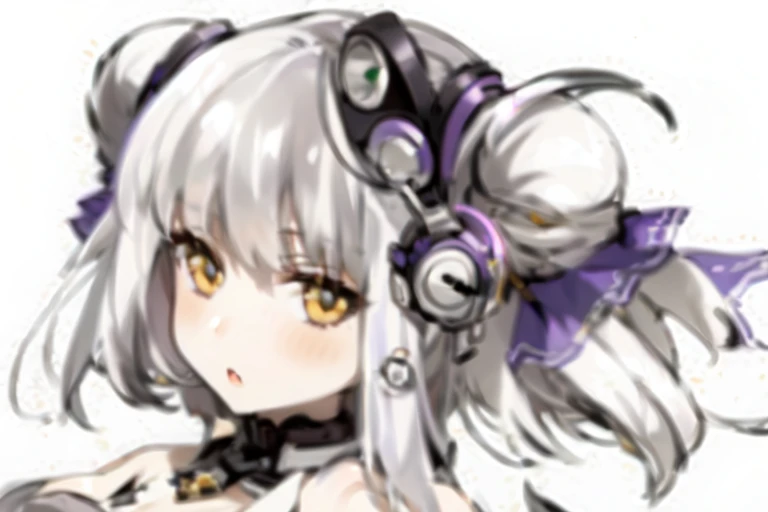 ssex、armpit、Orange Ring、head phone、antennae、frombelow、kne、foreshortening、Close-up staring at viewer、kneeking