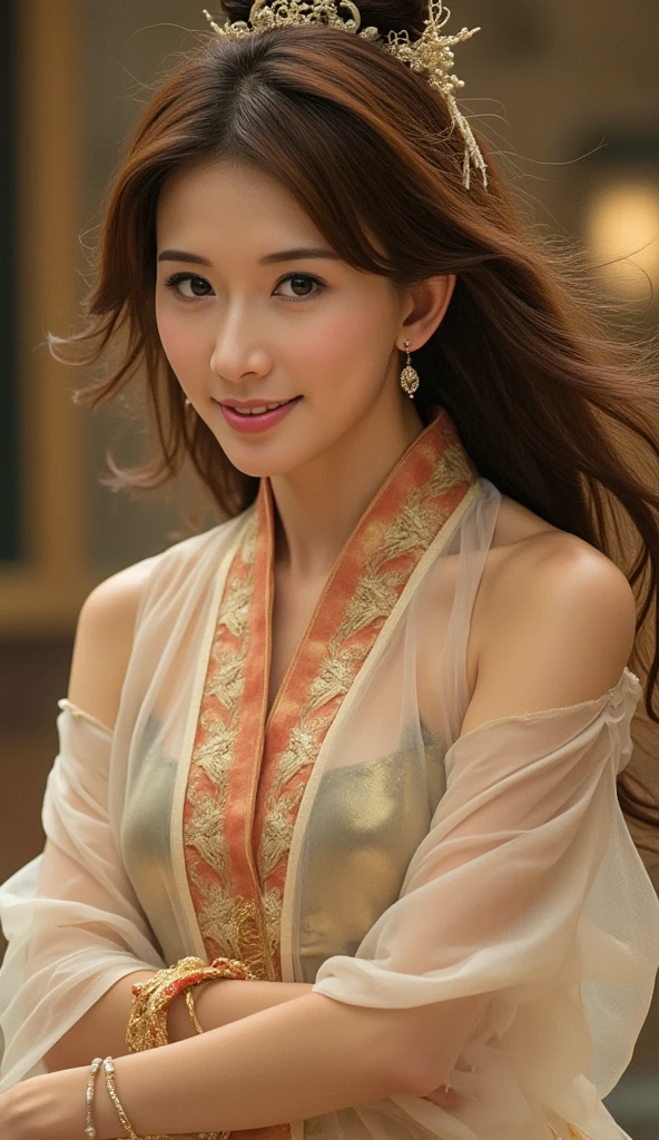 (Best quality at best,tmasterpiece:1.2),1 girl,warriors,Particle,ventania,The upper part of the body,lewd poseace to the viewer,(ttmasterpiece),(Ultra-clear face),(closeup of face),