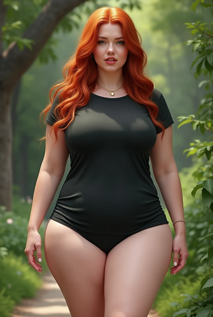 ((Full body photo)), ((head to toe photo)), 22 year old woman with shiny wavy reddish hair cascading over her shoulders, with huge breasts, muscular legs, showing off her voluptuous bubble butt.