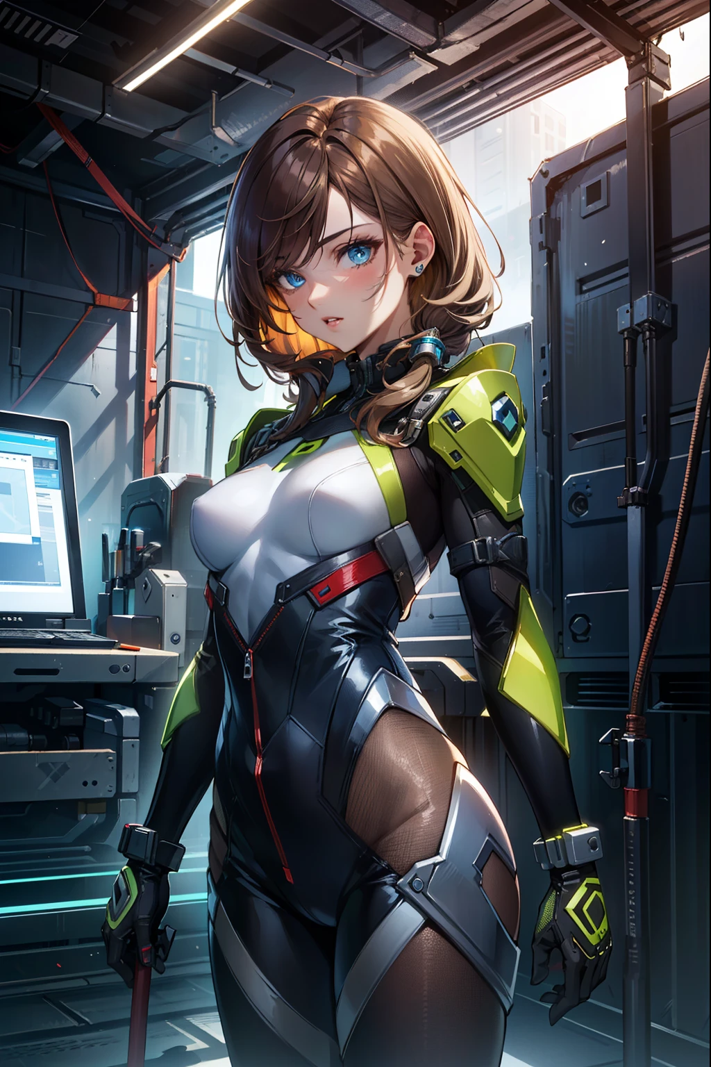woman,20-year-old,,city,night,Fluorescent tight miniskirt bodysuit,(Harada Makoto),open mouth smile