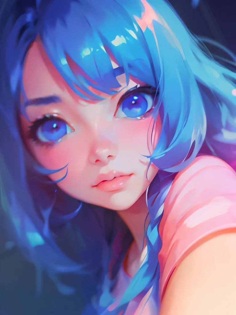 Beautiful little girl Yariza Aparicio, half length portrait, Short, unkempt bright blue hair, black eyeshadows, (Urban style clothing:1.2), (urban backdrop:1.2), dark make-up, number art, Trend at Artstation, highly detailed, finedetail, 复杂, beautiful detailed brightness, A detailed, 电影灯光, A high resolution, Detailed facial features,foco nítido, lisses, Aesthetic,