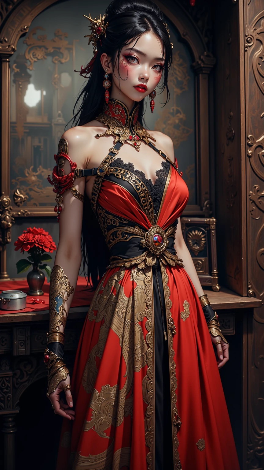 Beautiful woman in intricate Bold and Paisley Outfit