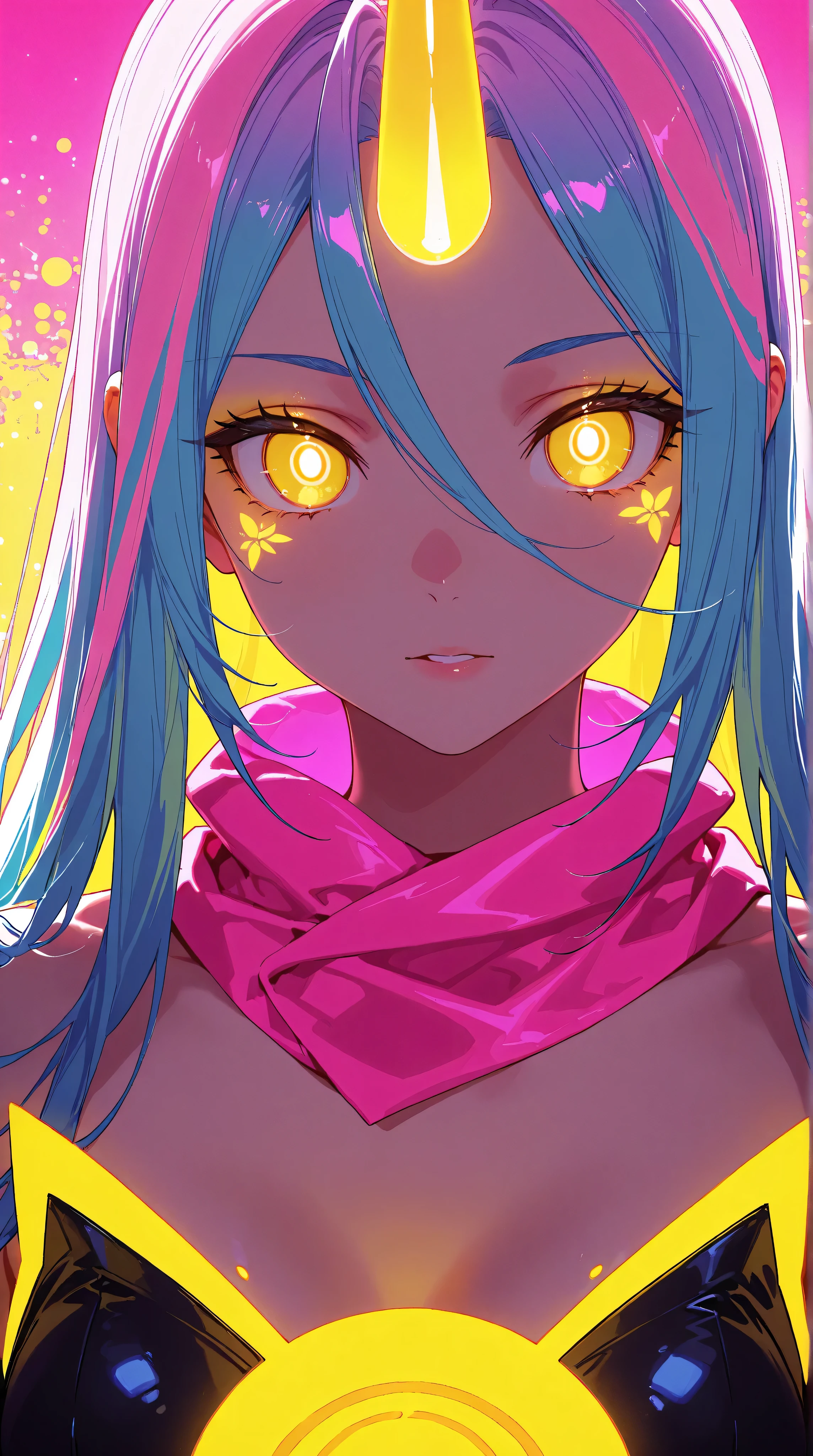 two asian girls, Kizi,Highly detailed, Amazing work,Vitreous luster,((clean backdrop)),In pink,(((yellow colors))),Best quality at best,clean backdrop, yellow backdrop, pink backdrop, colorful backdrop, (low lighting), (neon atmosphere), light background,