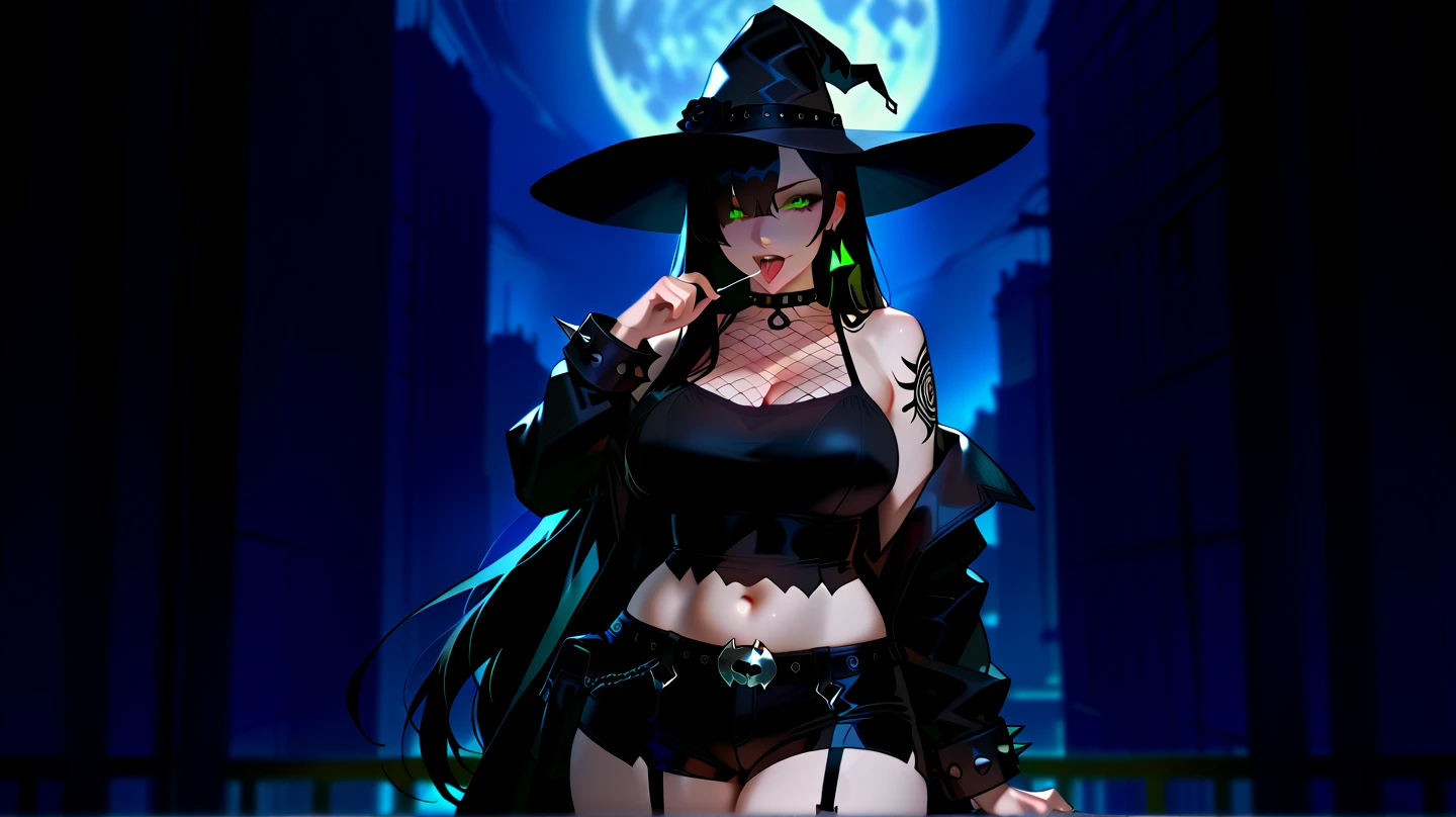 solo, 1 girl, 17yo, witch robe, witch hat, magic wand, long twintails, red eyes, (beautiful face and beautiful eyes:1.36), huge breasts, big butt, glamorous body, standing