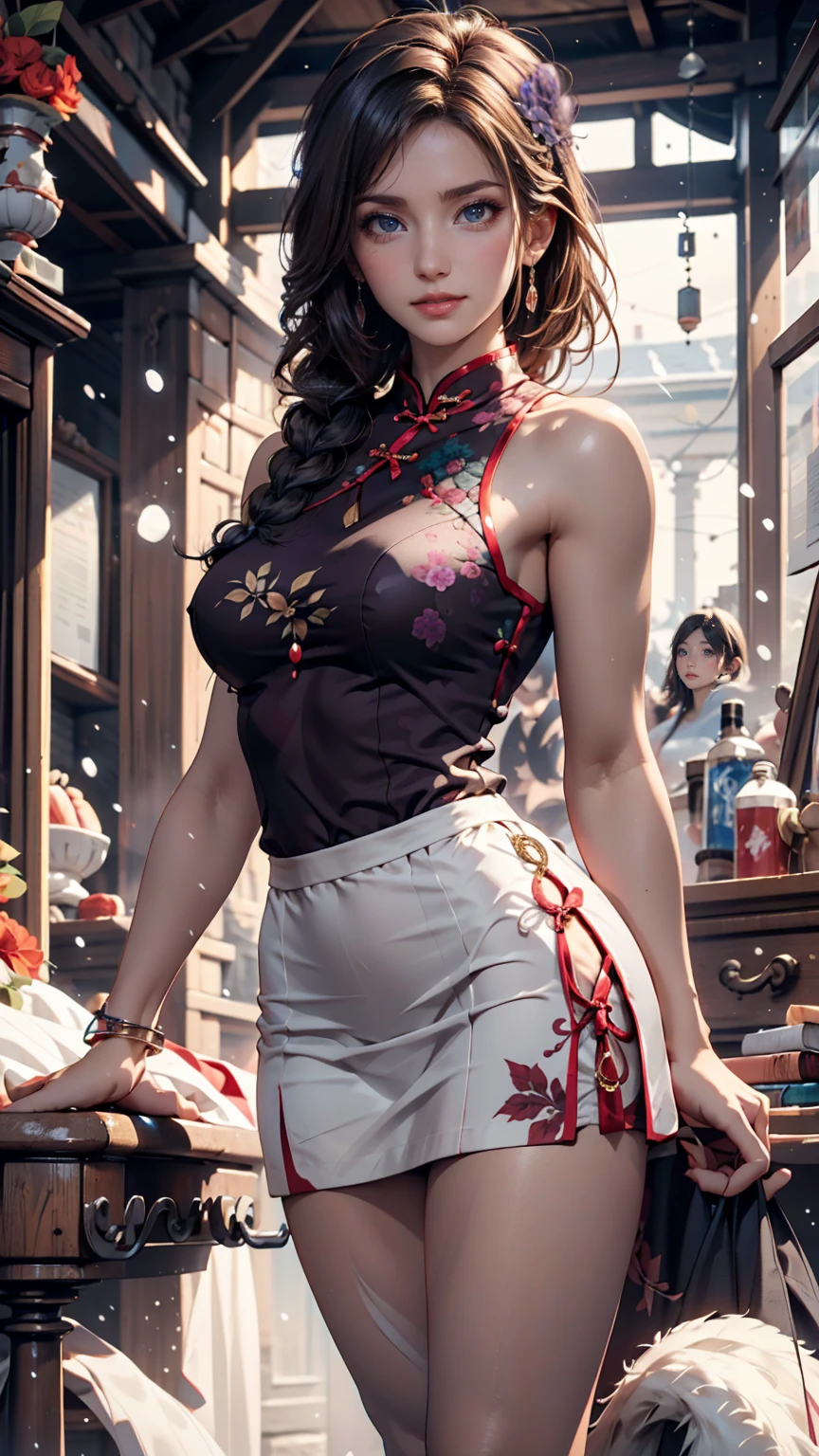 One person, alone, Promotional Art, By Mika Picazo, masterpiece, Exposing shoulders,  ponytail, View your viewers 
