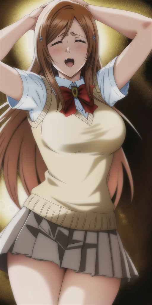 hug, Elegant lady, (), anime style: 1.8, anime drawing, ultra detailed face, ultra detailed body, 4k, Sumergai Lee Noriega, (standing), best quality, anime style, hires, highest definition, digital blending, bold drawing lines, ((wwe wrestler), (location: wwe arena, crowds watching), ( slim body, long belly, (strong biceps), , off-shoulders, closed fists, (curvy: 2.8)), ((topless, nipples, torn trousers, belt, single white gloves, collar, elbow protector)), victorious, winner, excited, (big breasts, smile), (big eyes, brown eyes), (), (brown hair, loose hair, curly hair, wavy hair, long hair, missy hair), 27 years old,