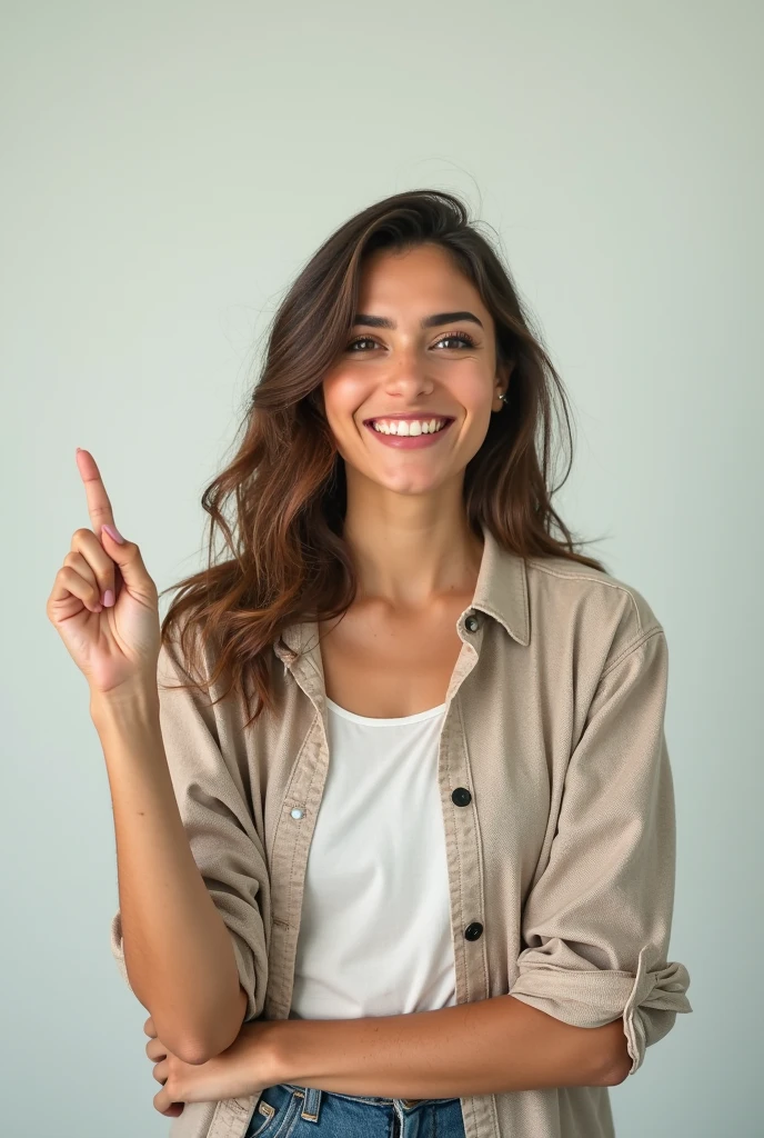 Beautiful latin teacher woman
short hair wearing casual black t shirt looking confident with smile on face, pointing oneself with fingers proud and happy
