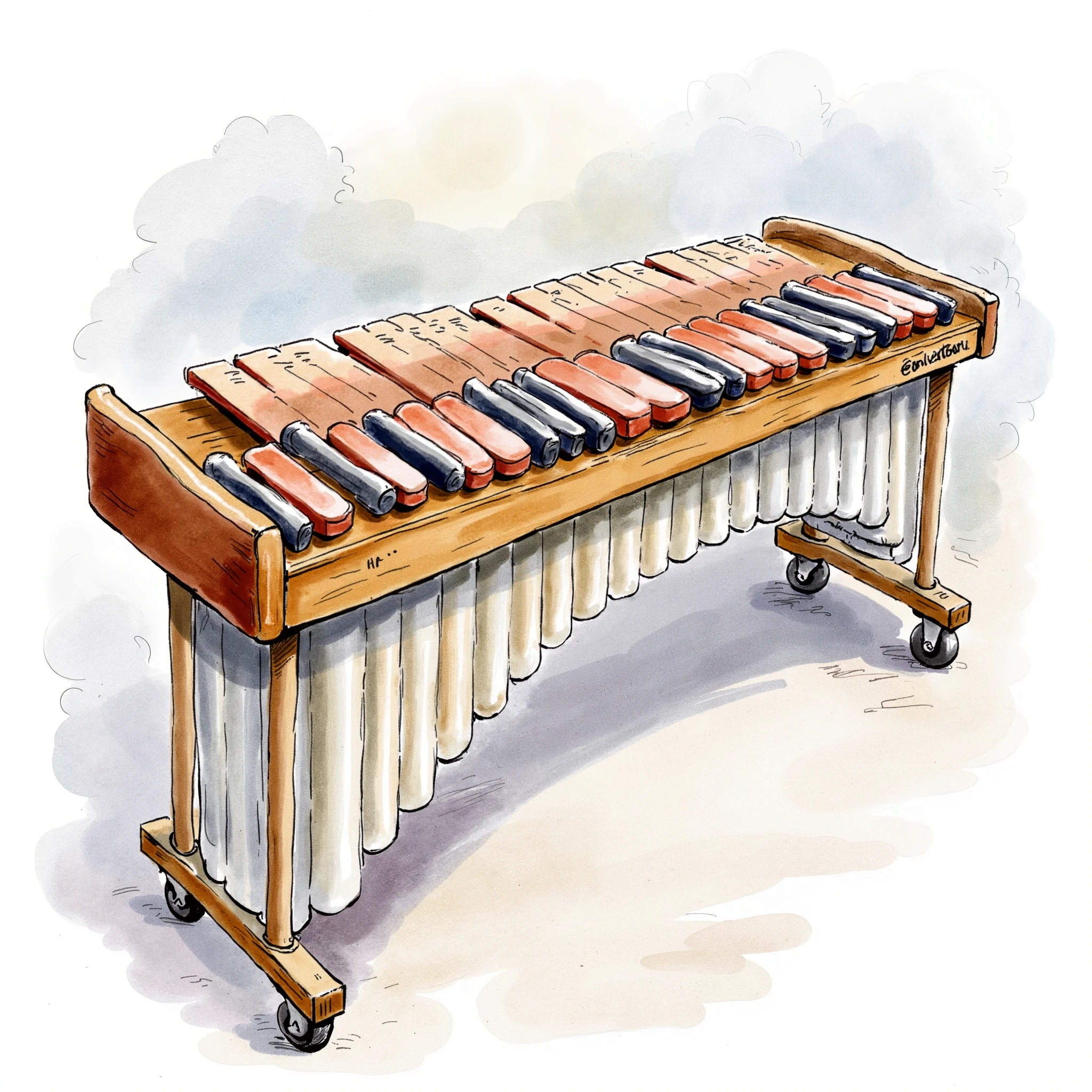 A big xylophone
water color illustration, no background