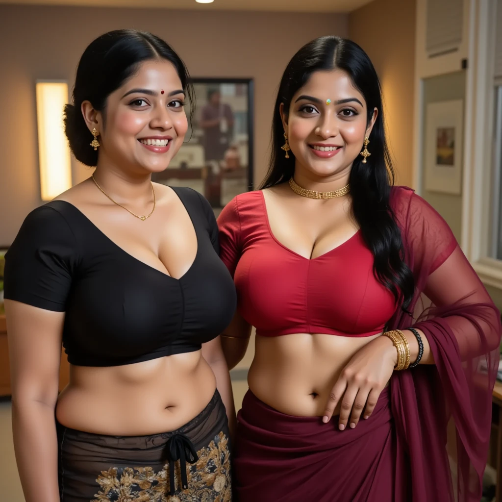 (Masterpiece),(8K),(High Quality),in luxery CEO room,Sixty years old indain lady CEO and 30 years old lady secretery in vibrant sari raised up and showing their pussies,vaginas to each others,Other 40 years old office lady wears sari and woth open blouse showing her breast to CEO and secretery while squeezing her breasts.