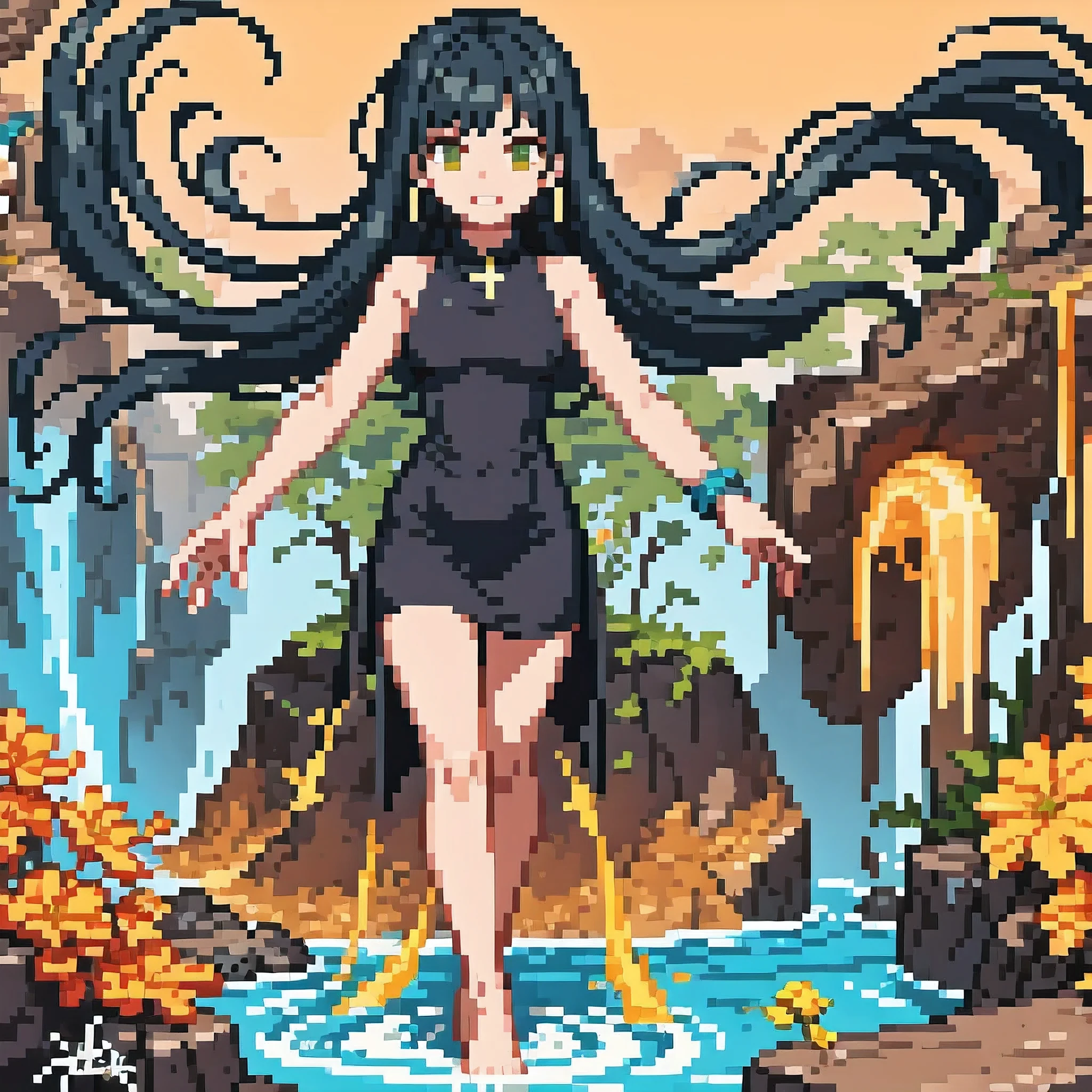 highly insanely detailed, masterpiece, top quality, best quality, highres, 4k, 8k, RAW photo, ((ancient egyptian theme:1.2)), Hong Kong structure, building, structure, taiwan, korean, 
(long_hair, long hair, random colors hair, glowing hair, hair over one eye, long messy hair), 
(eyelashes, eyeliner, eyeshadow, eyelashes, long eyelashes), 
collar, earrings, jewelry, necklace, armlet, 
high-heels, 
tentacle, (underwater), nsfw, 
cleavage, perfect female body, makeup, 
swirling energy, 
action pose, 
drunk, biting, 
reflection, reflective floor, 
abandoned building, overgrown with vegetation, [volumetric fog], cinematic lighting, colorful, colourful, 
<lora:RainWorld:0.8>, (RainWorld:0.8), (bikini), (cave:1.4)