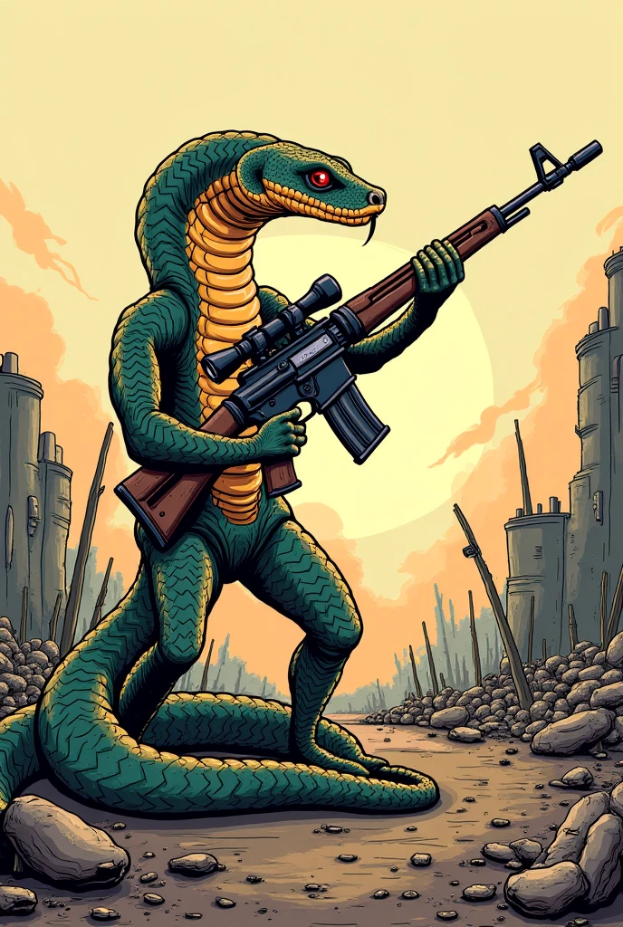 patch，An illustration，Chameleon holding a gun