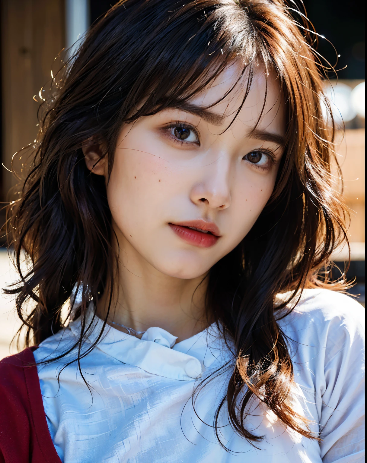 Araffe asian woman with long hair and a white shirt - SeaArt AI