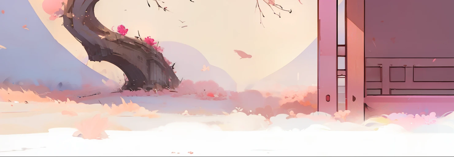 best quality, Sky,romantic,pink,illustration, poster, 8,000, masterpiece, cartoon,Simple