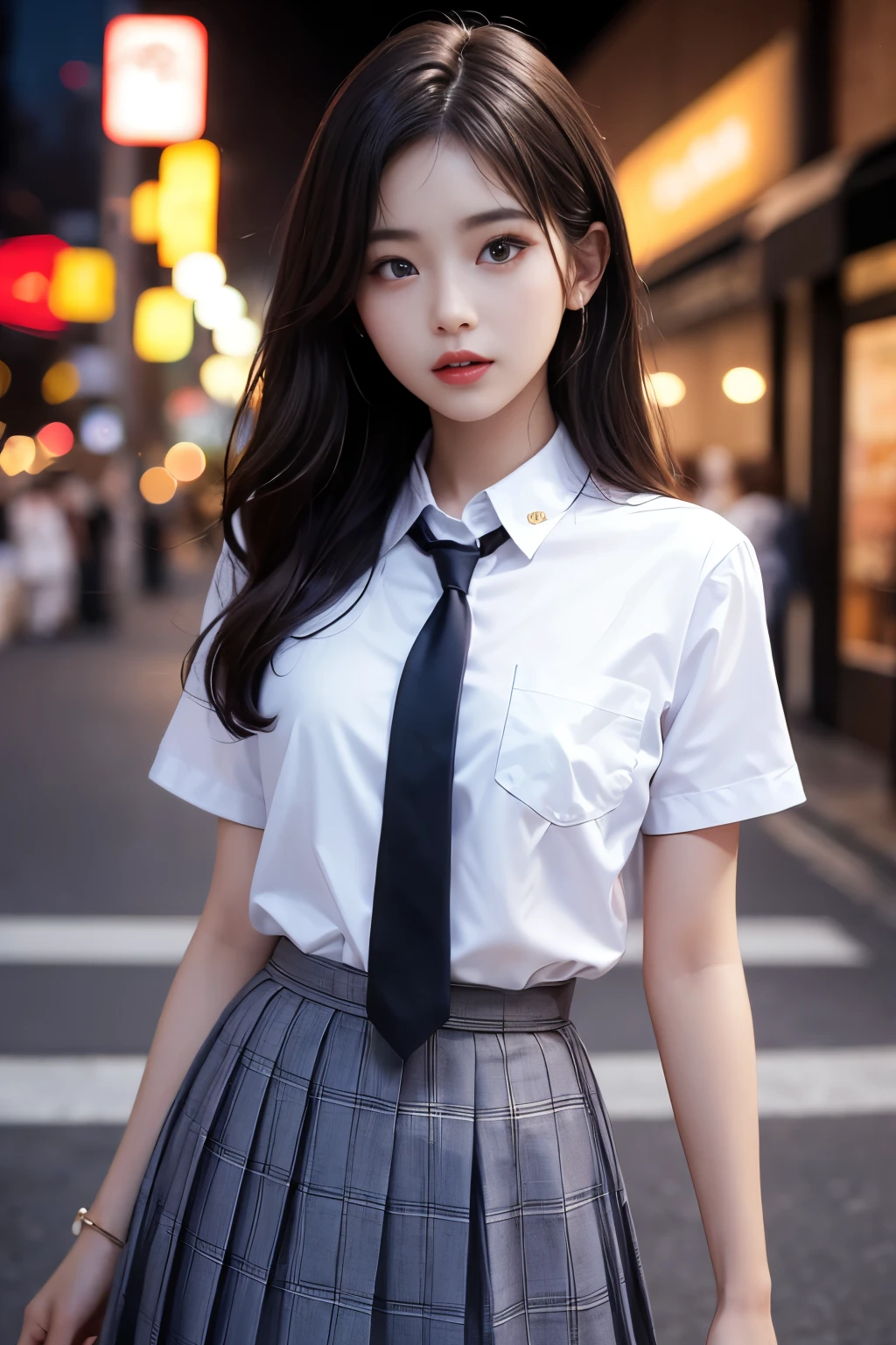 School classroom, ((Sitting with legs apart)), ((Uniform shirt and mini pleated skirt)), I can see your underwear, Beautiful girls, Slender body line, Small and slender figure, Beautiful breasts, (Highest quality, 8K, masterpiece:1.2), (Perfect Anatomy:1.3), Ultra-detailed, ((Detailed eyes and face, Professional photography techniques)), Detailed hands