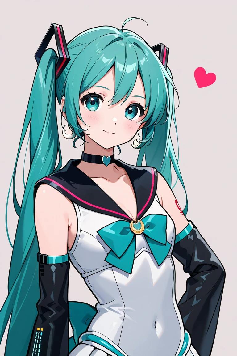 ((high quality:1.2)), 8k, extremely detailed, ((High detail:1.2)), source_anime, (Hatsune Miku), a girl with 18 years old, ((sexy tight dress strapless)), ((medium breasts:1.4)), ((making hearts with hands)),