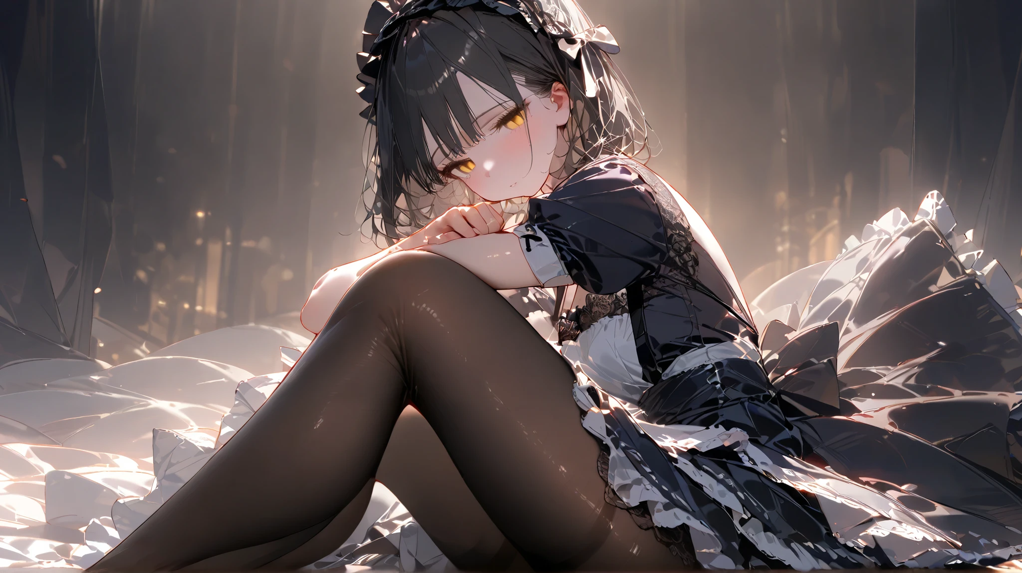 8--old l,sexy lingerie,Be bound,Black handcuffs,pain,open mouth,blindfold,tears,atmospheric lighting