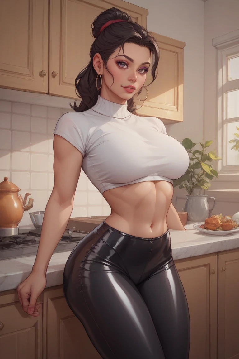 (De costas para o espectador), (4K), (Obra prima), (Milf), (Ultra Realista), (Ultra detalhado), (virada de costas), (Sensual), (Corpo perfeito/0% de gordura corporal), Mulher extremamente gostosa e linda seminua, bunda avantajada, bunda grande, de costas, roupas curtas, roupas invisiveis, bunda deliciosa, bunda macia redonda e fechada, pele brilhante, tom de pele palida, pele oleosa, coxas grossas, bunda inchada, pose sensual, expressao facial surpresa, corada, quadris largos, bunda volumosa, coxas volumosas