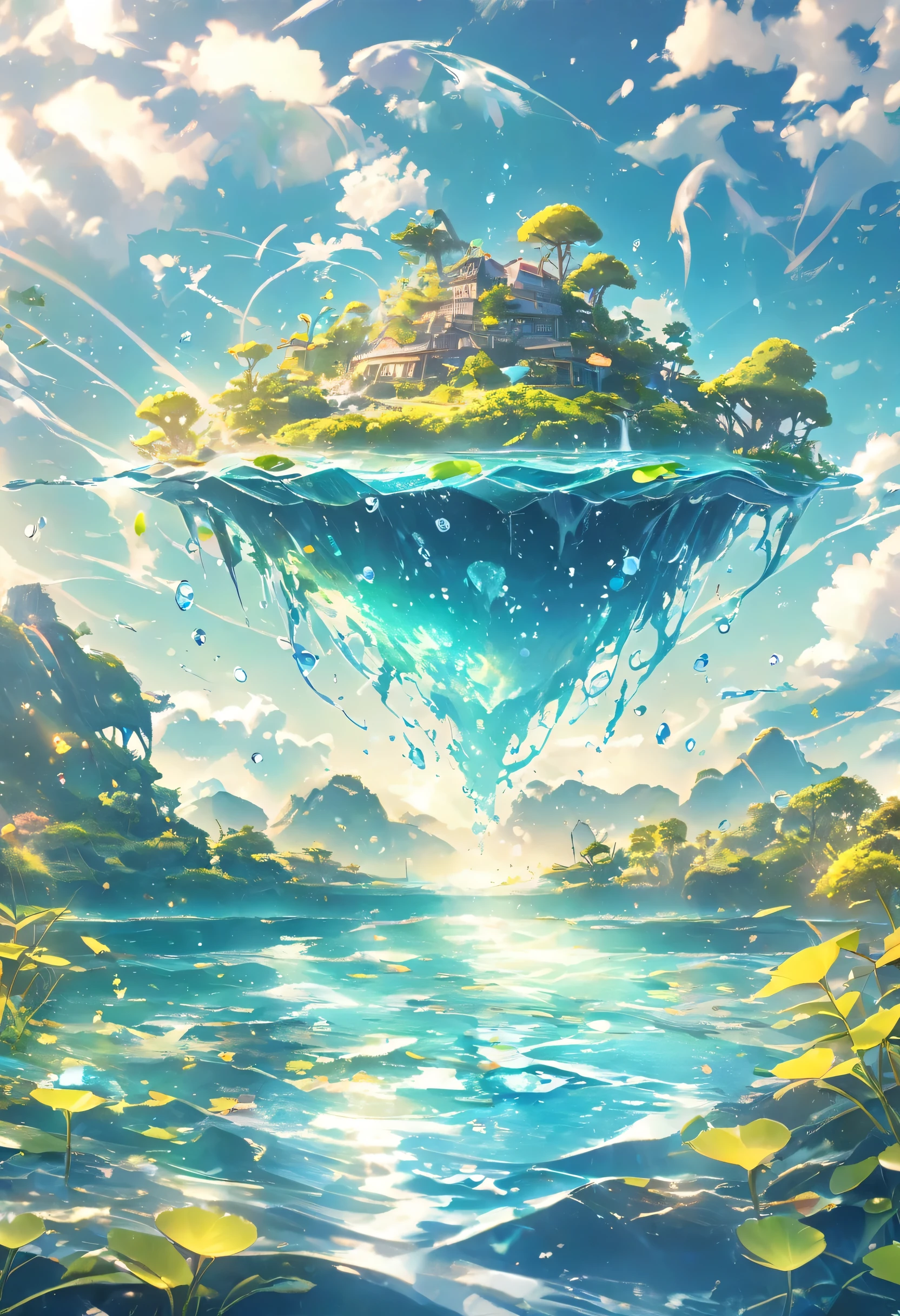 An island in the ocean,fairy tale world, Flowing Water