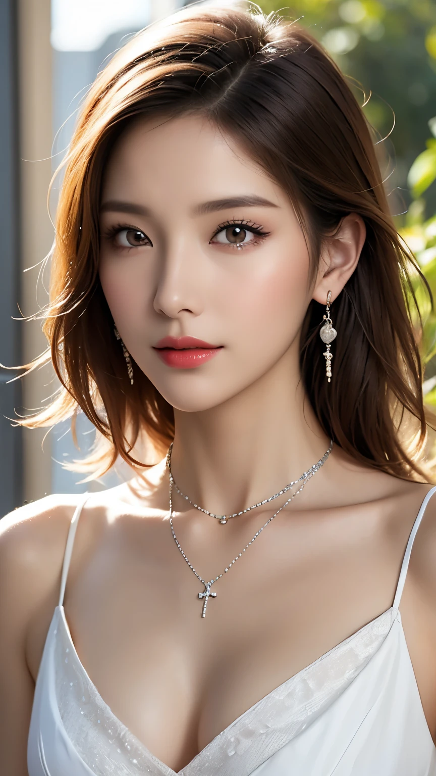 best quality , The Greatest Masterpiece, Highest Resolution , photorealistic,Cinema Light, professional lighting , Anatomically Correct , perfect proportions, Perfect Female Body, best quality's realistic skin texture, pale skin, best quality's hair texture, medium hair, wavy hair, silver hair,small breasts toned breasts, Slim Faces Small Faces Super Beautiful Faces Realistic Faces Highly Detailed Faces,Super beautiful cheekbones, super detailed and realistic eyes perfectly round eyes, super detailed and realistic eyes brown eyes ,Super detailed realistic eyelashes, eyeliner ,Ultra detailed lip red_lipstick, full body lesbian , cool vibes, 20 Year Old Japanese Female Fashion Supermodel, boots, Luxurious Earrings , necklace, Bracelets , depth of field,Split ratio 1:1:1, perfect composition, dynamic composition,(((sfw)))