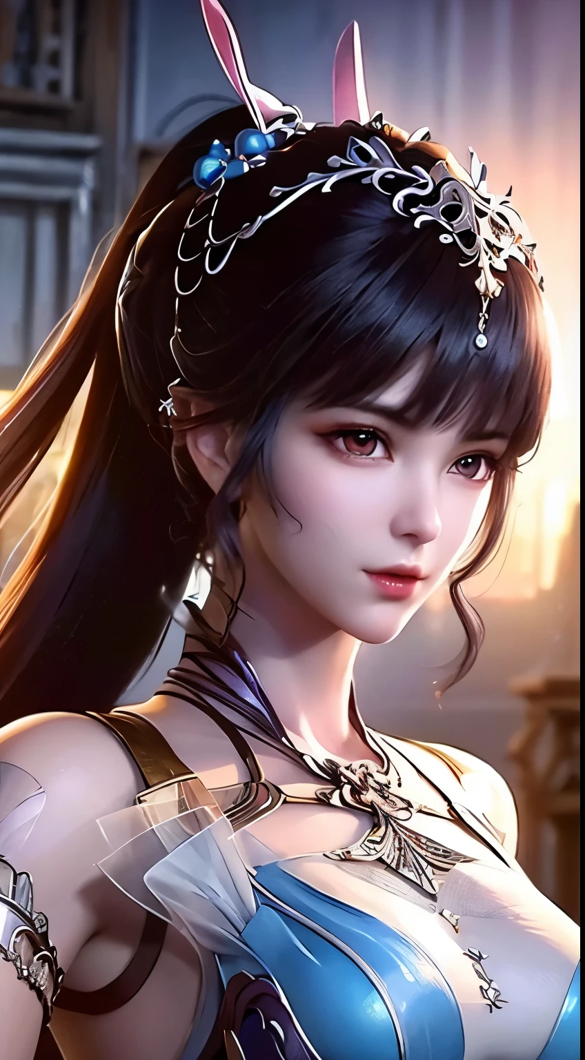 A close-up of a woman dressed in ancient costume with Chinese elements,Classical art,Cultivate the elemental sense of immortals,detailed fantasy art,Stunning character art,Epic and refined character art,Beautiful Chinese costumes,Extremely detailed artistic germination,Detailed digital anime art, Artgerm on the art station Pixiv,Swimsuit girl,Exquisite and intricate headwear and jewelry