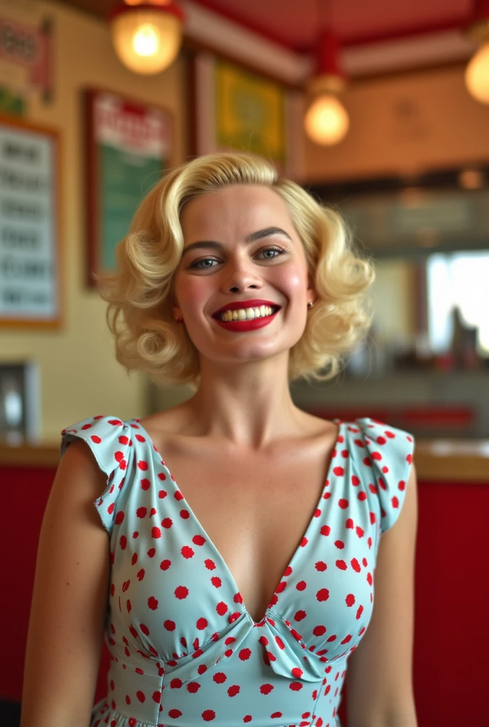 Jean Seberg dressed in sexy clothes with lipstick and smiling