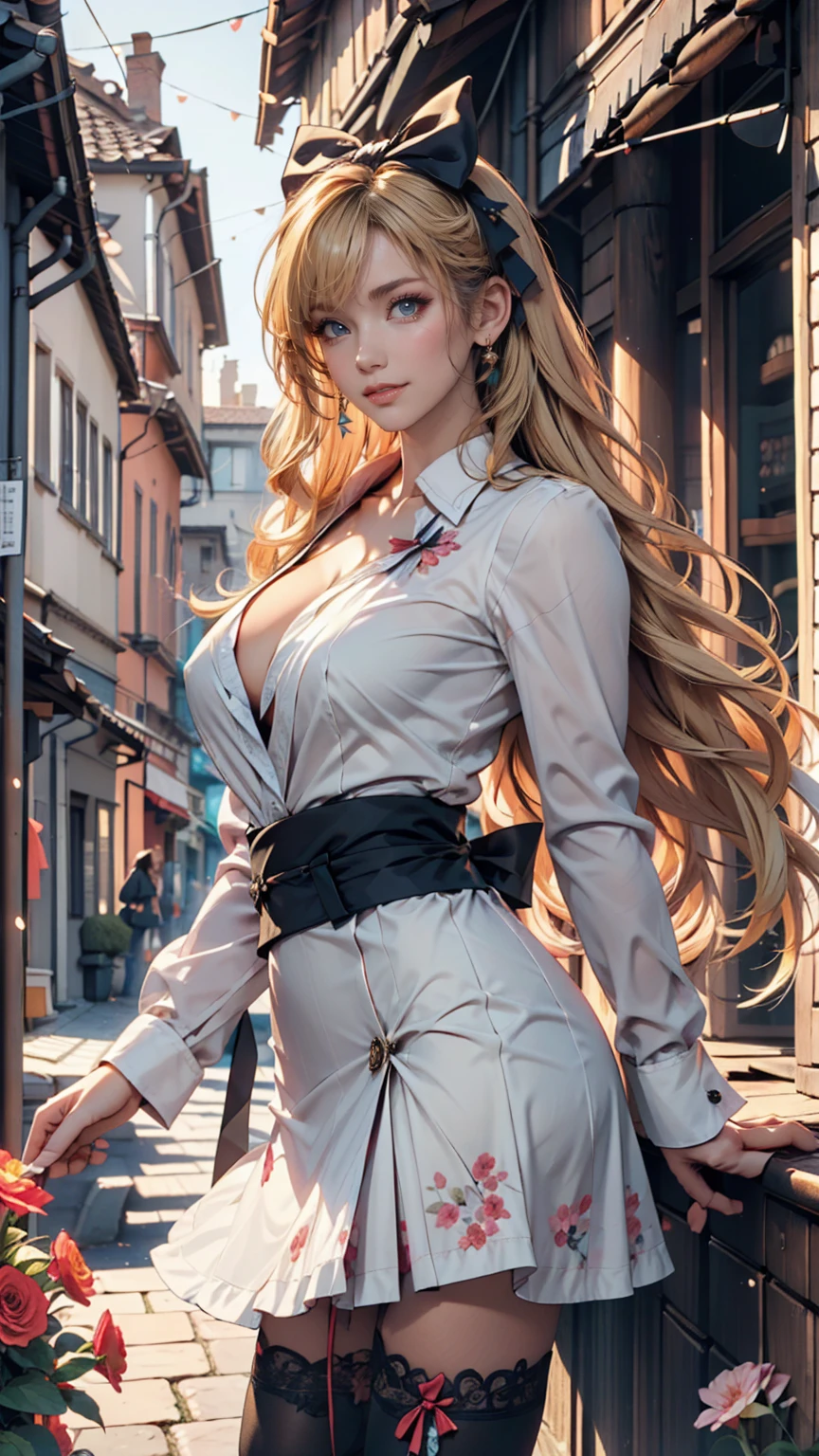 (best quality,ultra-detailed,photo-realistic:1.37),bright and vibrant colors,studio lighting,playful expression,stylish makeup,Trench Coat,Blonde hair flowing in the wind,alluring eyes,glossy lips,sexy pose, smiling in a confident and seductive way,posing for a professional photoshoot,shallow depth of field,highlighting the main subject,soft natural lighting,creating a dreamy and magical atmosphere.