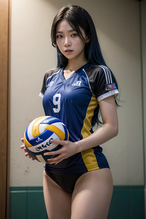 (RAW Photos, highest quality, Photorealistic, Intricate details:1.4),
(locker room), (Detailed Background:1.1),
(One girl, alone:1.3),
(A 22-year-old beautiful cute girl named Hikari), (Beautiful cute Japan idol), (K-Pop Idols, The Beauty of Japan, Korean mixed race),
( Are standing:1.2),
Muscular woman, (thigh_gap:1.3), ponytail ,
(Brown eyes, Perfect Eyes), Nice hands, Perfect hands,
break,
(Volleyball Uniforms, Elbow pads, Knee pads), (compensate:0.2),
(anger:1.2),
(Dynamic Action),