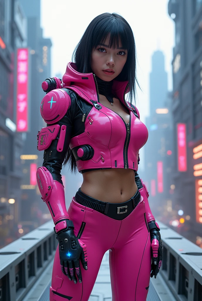 (Realistic:1.3, 16k, highest quality, masterpiece, Ultra-high resolution), ((rain, From below)), Perfect dynamic composition:1.2, (Modern futuristic city at night, Expressions of sadness:0.5, motorcycleを運転する:0.5), Highly detailed skin and facial textures:1.2, Young Japanese Woman, Incredibly slim body, Fair skin, Sexy beauty, Very beautiful face, beautifully、aesthetic, (Pink tight skirt, Wear cyberpunk clothes), (Shapely breasts, Chest gap), (Big eyes that exude beautiful eroticism, Lips that exude beautiful eroticism), necklace, Earrings, bracelet, wedding ring, Shoulder bag, clock, sunglasses, motorcycle, Cowboy Shot