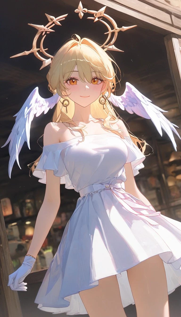 (((Browsing Caution))), (((iono_pokemon))), masterpiece, 8k, The whole body is shown,Are standing, girl, Small breasts, 12 years old, Angel,Lightの羽, null, Light, god々Shii, まぶShii, blonde, ((Nipples)), Shine, 逆Light, Flare, Bokeh