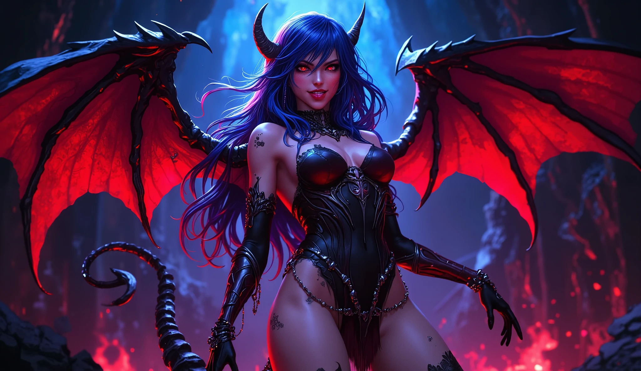 Full body portrait, sexy girl, solo, gargoyle warrior, comprised of Antikythera mechanisms, claws, busty, kneeling, evil eyes, sexy, (see-through panties:1.3), claws, fangs, wings, busty, massive tail, demonic armor, Tattooed, glowing eyes, combat stance, vibrant appearance, creative behavior, imaginative, sensual, spontaneous, highest quality, skin texture, intricate details, (cinematic lighting), RAW photo, 8k, under moonlight, nightmarish, full moon, firestorm, debris, ultra-detailed, uhd, 8k, masterpiece, sharp focus
