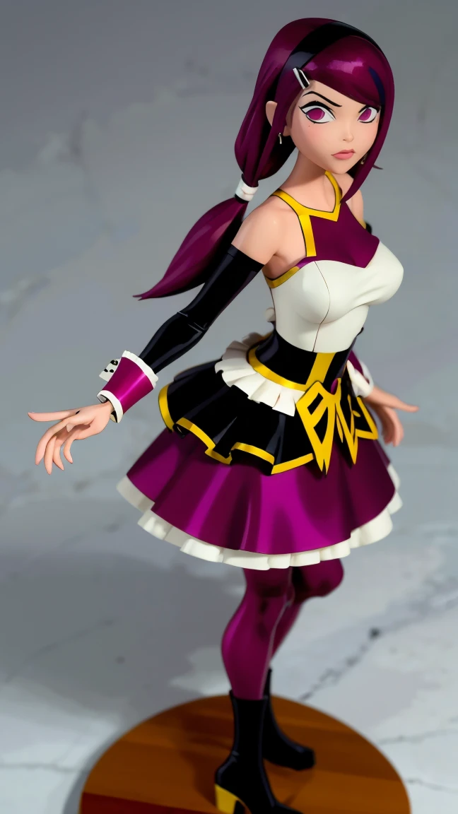 Ghost, (monster girl), purple skin, spikes, spiky purple hair, a fanged grin, floating hands, dressed in a dark-purple dress, floating in midair, masterpiece, best quality