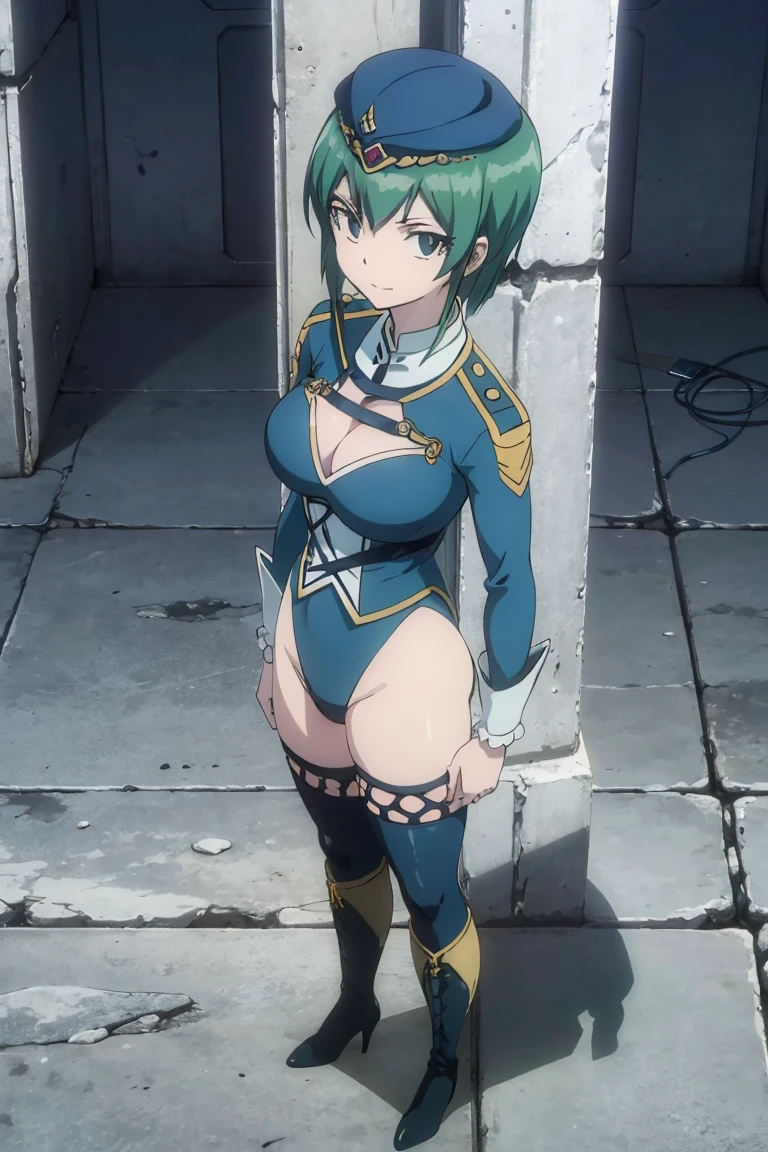 1girl, beautiful ,zenin_maki,ponytail,glasses,bangs,green hair,brown eyes,jujutsu_uniform,outdoors, belt, choker,ultra miniskirt, black_belt, black_choker, earrings, sharp focus, absurdres, realistic proportions, good anatomy, masterpiece, best quality,realistic, hyperrealistic, 16k,medium breasts,erected nipples,dynamic pose,from below,micro panties,cameltoe