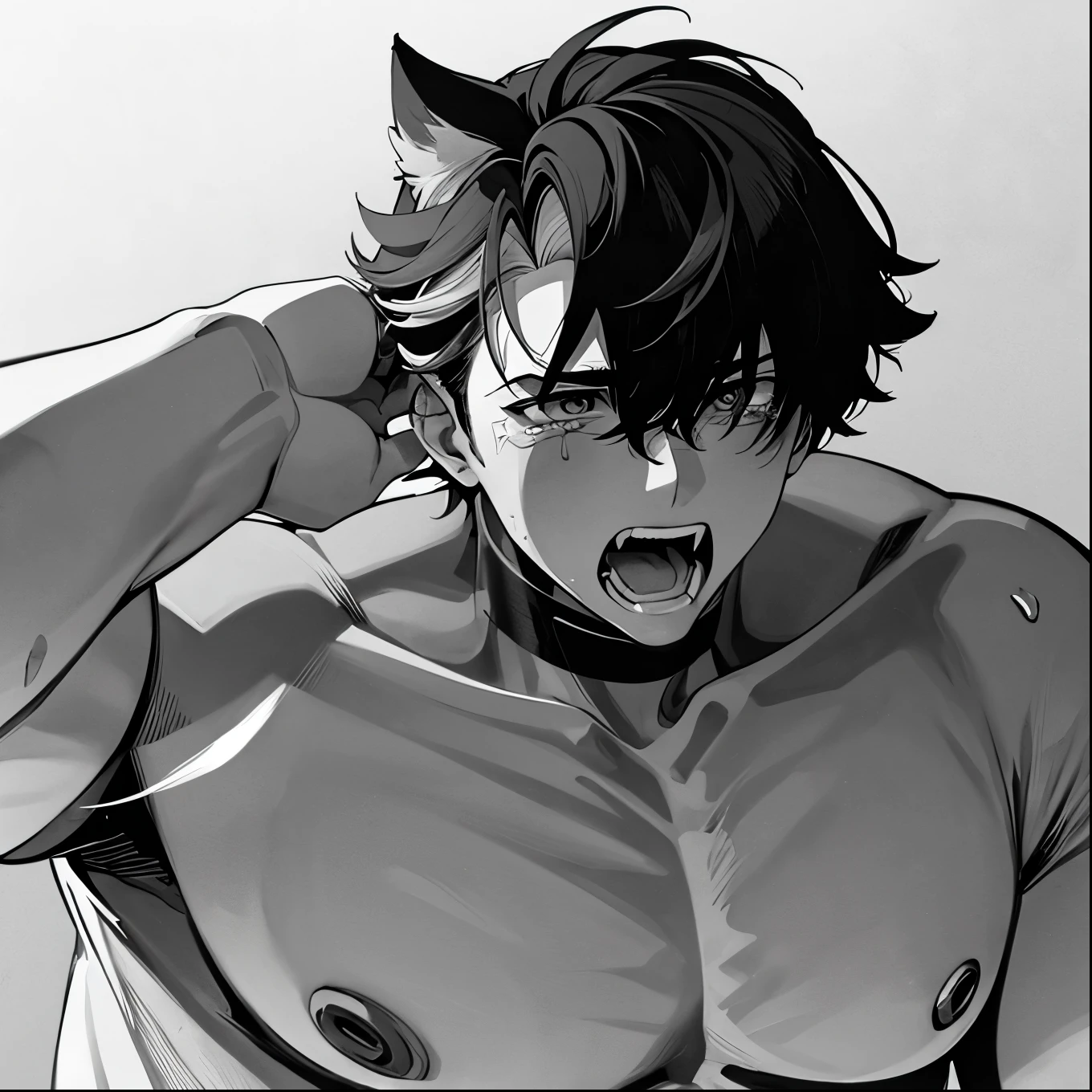 Tied muscular guy moans and cries