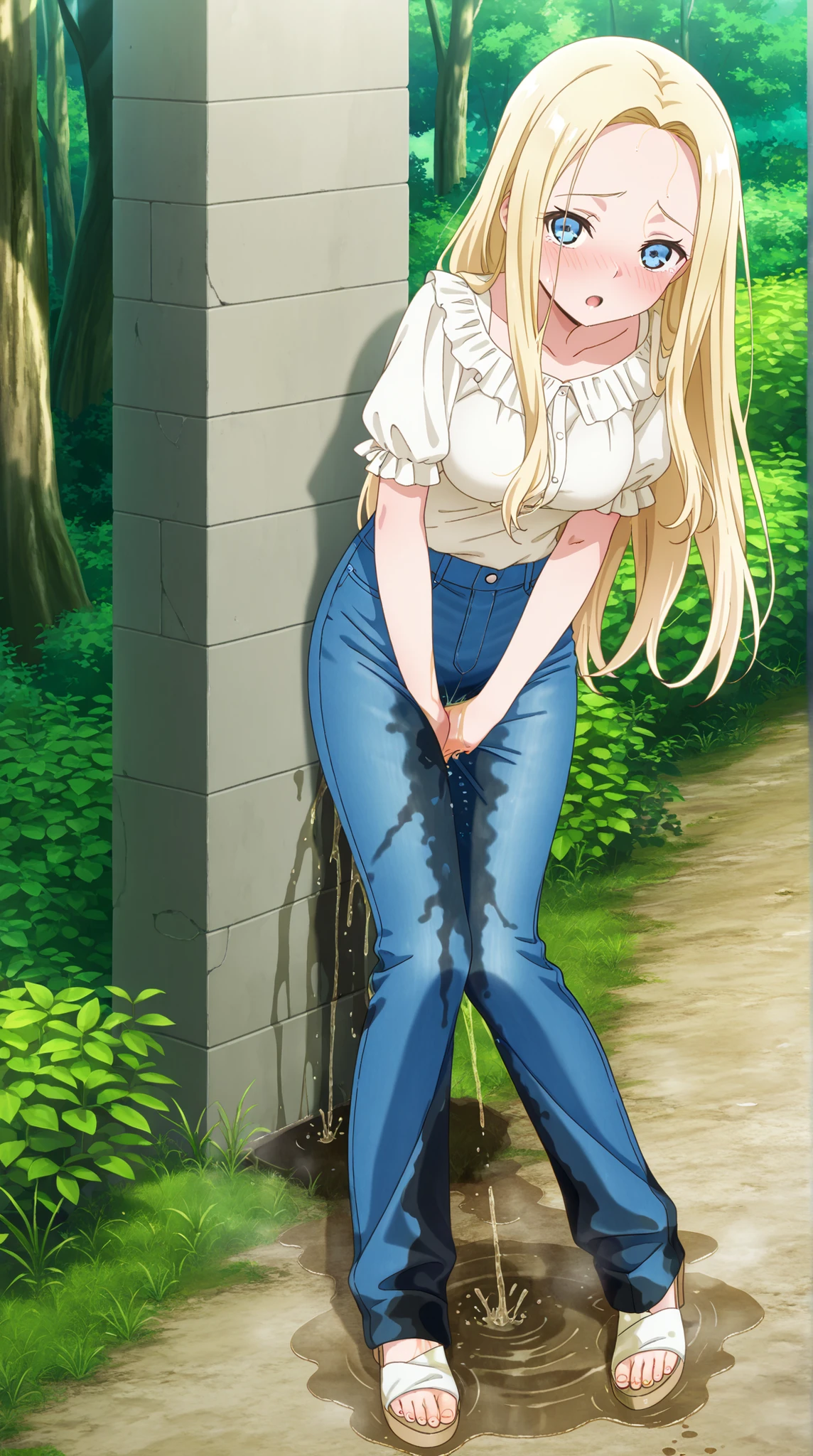 misaki shokuhou, blonde hair, hair between eyes, long hair, (symbol-shaped pupils:1.5), yellow eyes,elbow gloves, gloves, , short sleeves, summer uniform, sweater vest, tokiwadai , white gloves, (light brown sweater vest:1.2), 1girl,18yo,perfect hands, perfect finger,perfect anatomy,masterpiece, best quality,realistic, hyperrealistic, 16k hdr, outdoors,strong wind,(happy smile:1.2),(skirt lift herself:1.5),(micro panty:1.3),(from below),spread legs,large breasts,(from behind,ass:1.2)