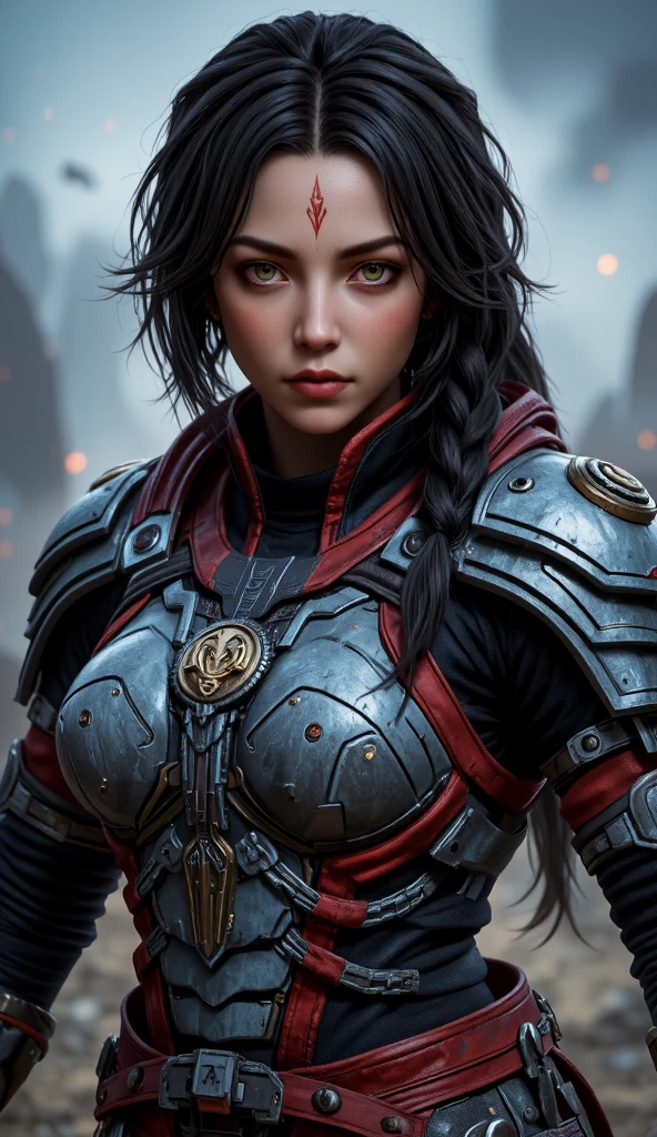 (extremely detailed photo 8k), full body shot photo of the most beautiful artwork in the world, beautiful woman medic, cleavage, (wearing elegant futurist colorful clothing), cinematic lighting, very detailed face and eyes, elaborate  sci fi fantasy background, high-quality photo, photorealistic painting by Ed Blinkey, Atey Ghailan, Studio Ghibli, by Jeremy Mann, Greg Manchess, Antonio Moro, trending on ArtStation, trending on CGSociety, Intricate, High Detail, Sharp focus, dramatic, photorealistic painting art by midjourney and greg rutkowski