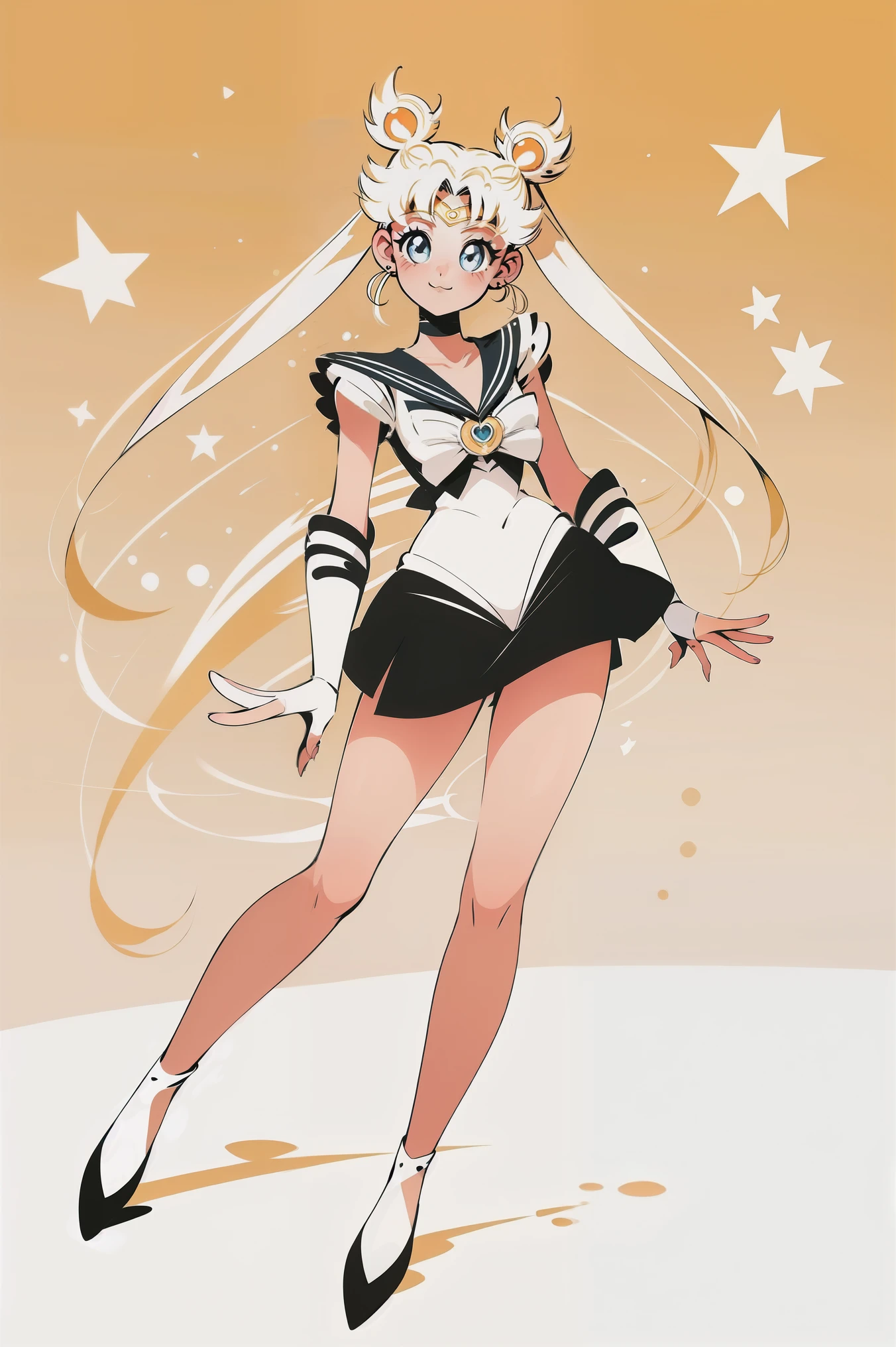 1girl , extremely fine ink lineart, kawaii manga style, full body portrait, tsukino usagi, sailor moon