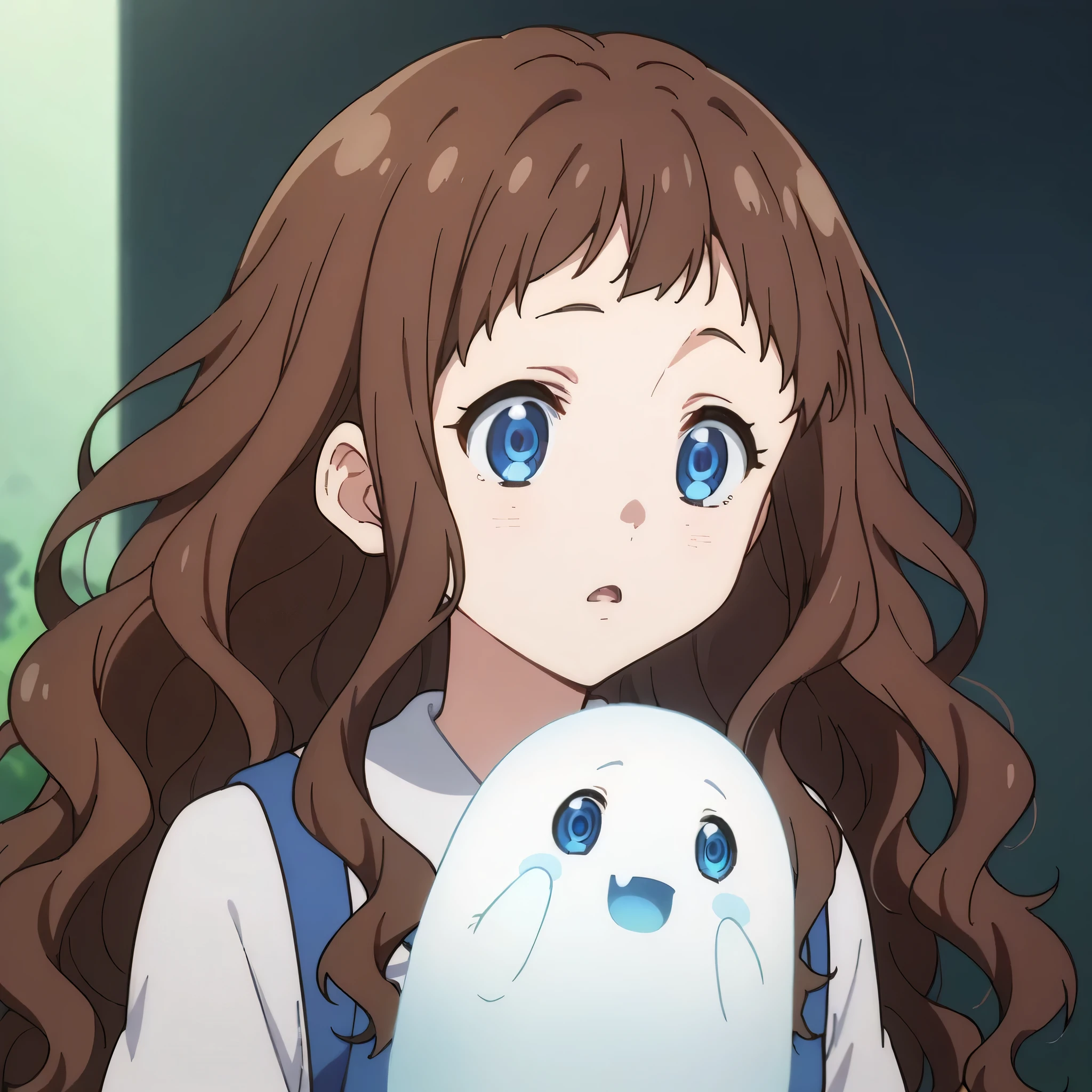 score_9, score_8_up, score_7_up, source_anime,
arche, ai shindou, long hair, blue eyes, brown hair, wavy hair,Translucent ghost, growing blue body
