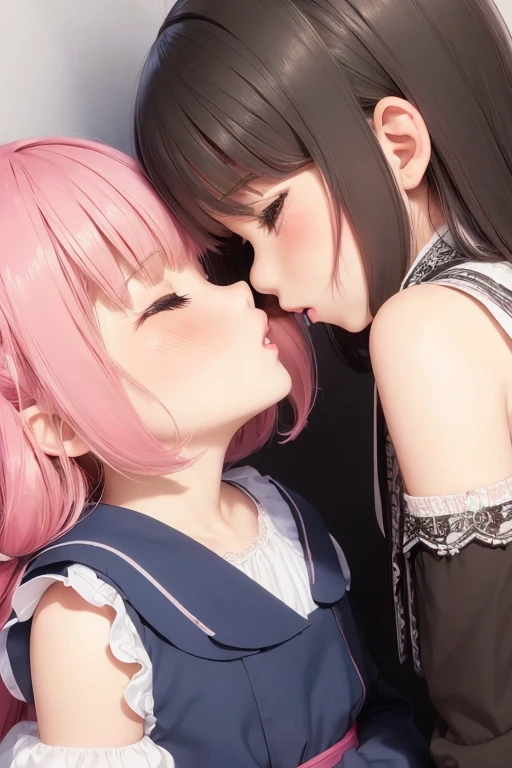 anime characters kissing each other with a With a , kissing together cutely, yuruyuri, by Kamagurka, hq very detailed, kiss mouth to mouth, ecchi anime style, by Shitao, biting lip, licking tongue, clean detailed anime art, bite her lip, licking out, ahegao, kawaii realistic portrait, at pixiv