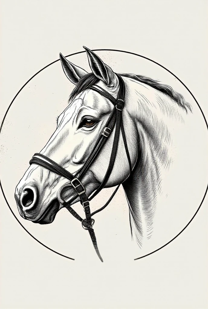 Prints, woodcuts, lines, polka dots, black and white, masterpieces, extreme detail, a horse, hooves, mane, head, body