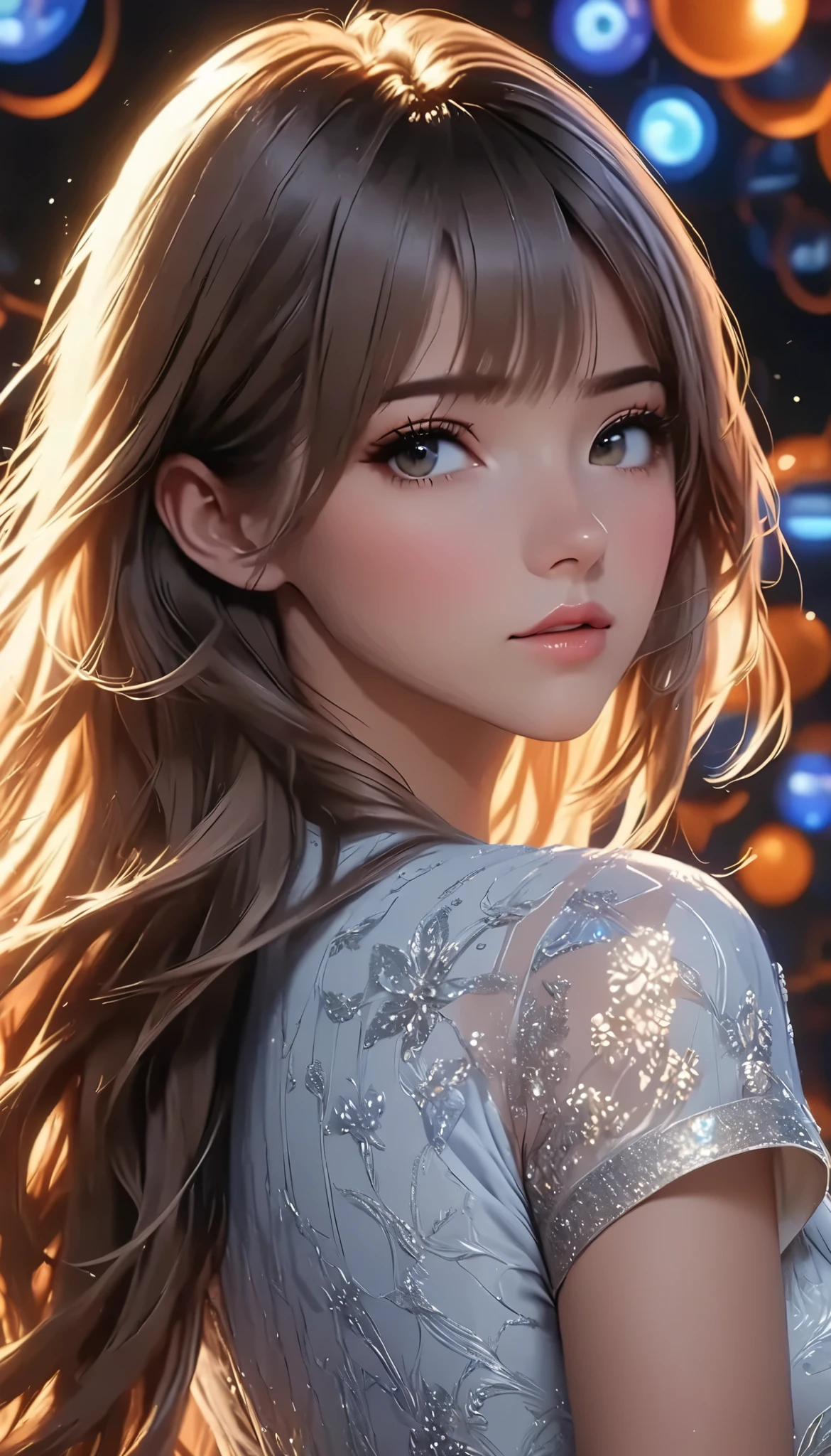 ( Pixar style) Knee-length portrait of a girl with long hair, natural skin texture, 4k Texture, high resolution, complicated, High precision, sharp concentration, hyper-detailed