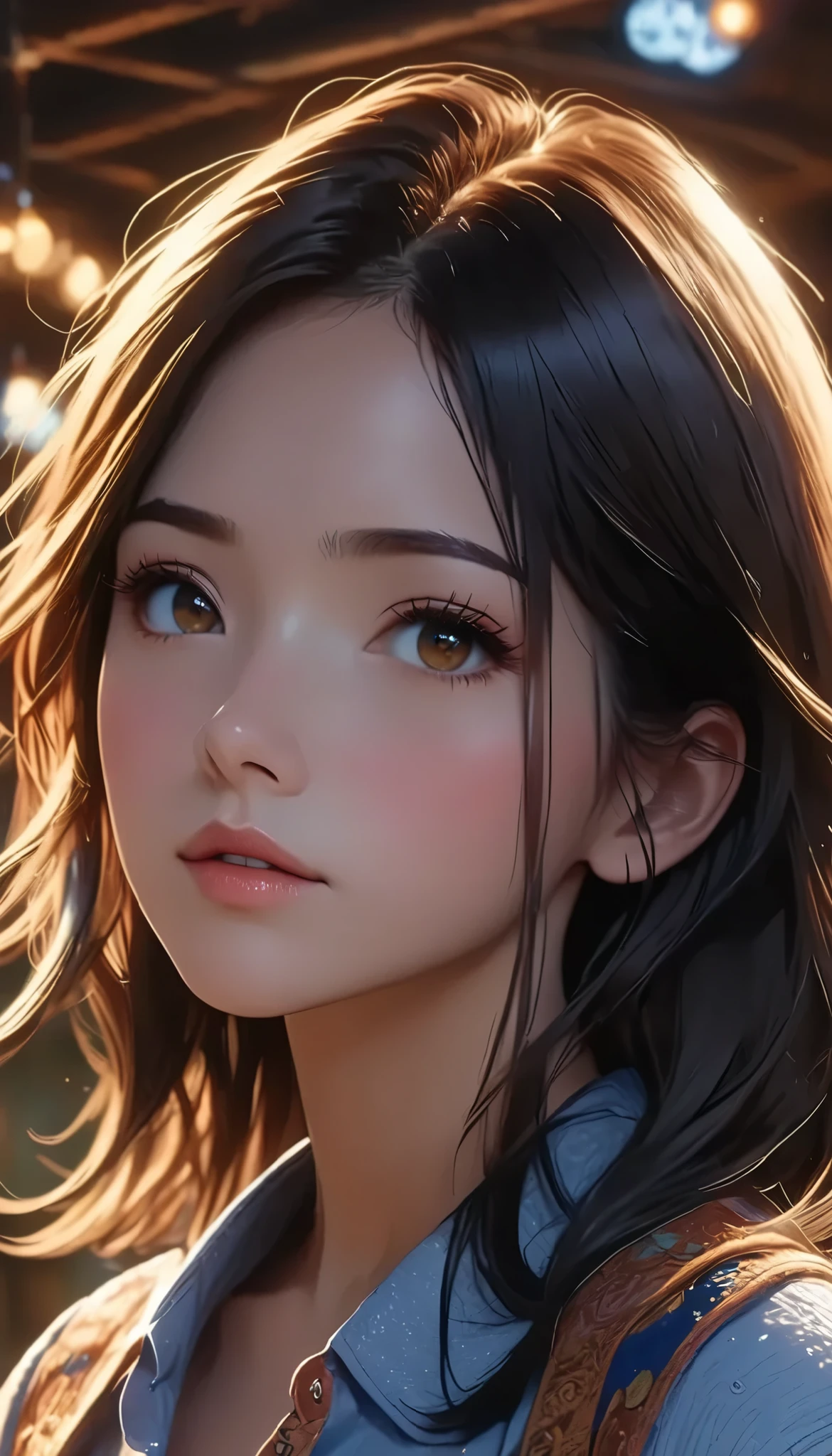 ( Pixar style) Knee-length portrait of a girl with long hair, natural skin texture, 4k Texture, high resolution, complicated, High precision, sharp concentration, hyper-detailed