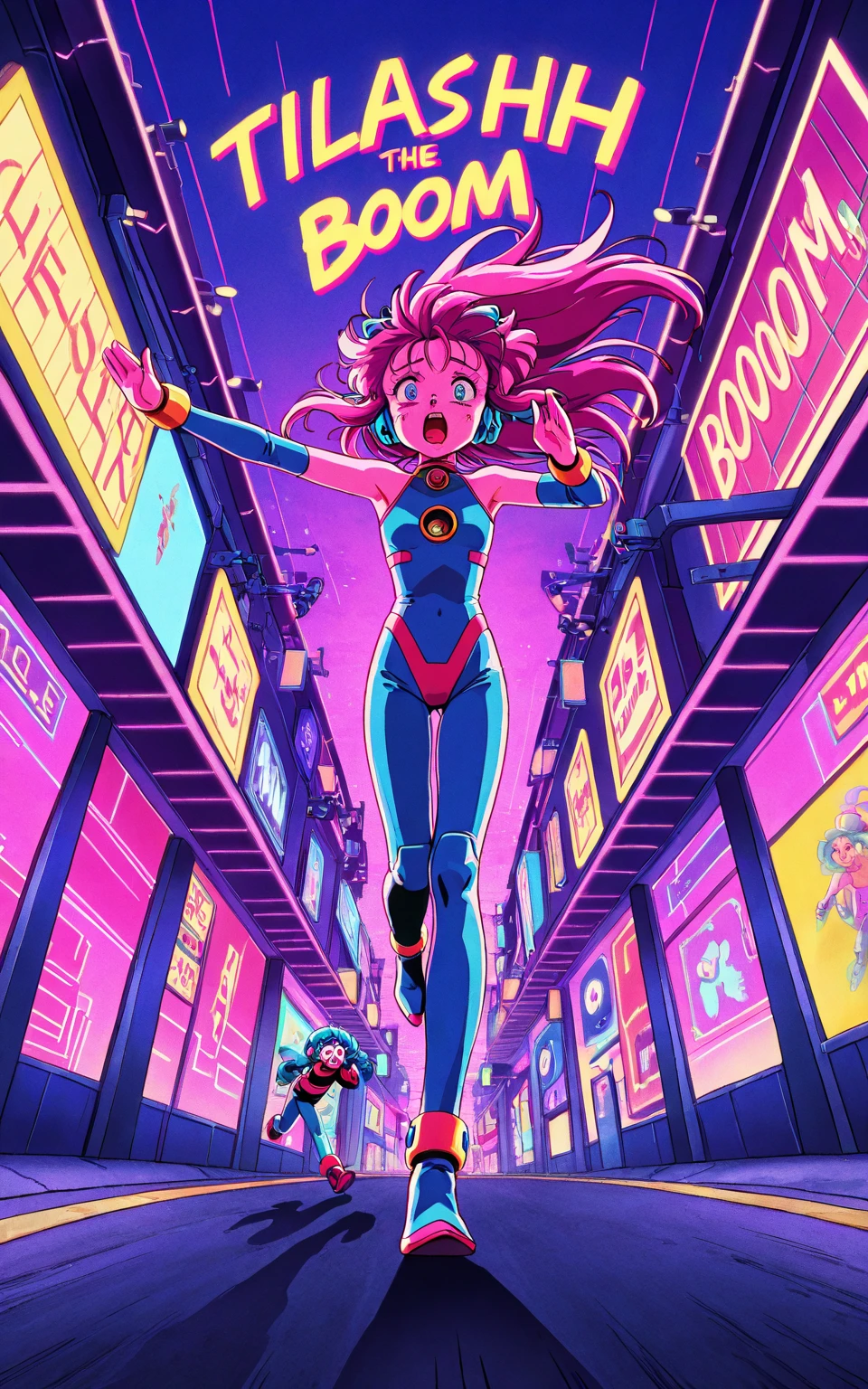 drawing of a woman in a yellow bikini next to a traffic light, some red and purple and yellow, some red and yellow, inspired by Tadanori Yokoo, digital art. colorful comic, [ digital art ]!!, [ conceptual art ]!!, colored sketch anime manga panel, biomechanical oppai, comic digital art, digital art!!, lowres