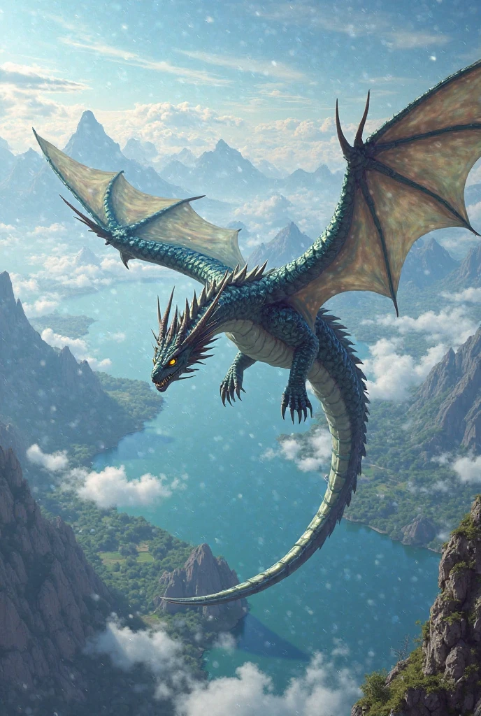 A flying dragon seen from the ground。