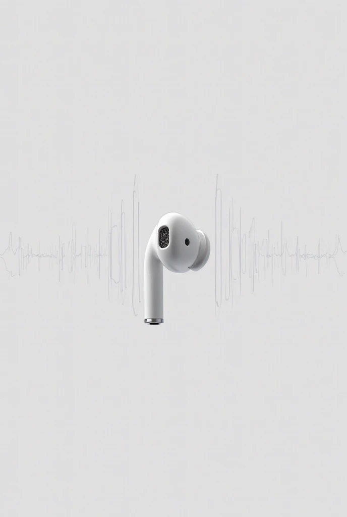 I want a pic of the right eartip of airpods and from that an earpod sound waves travel in straight line to right side