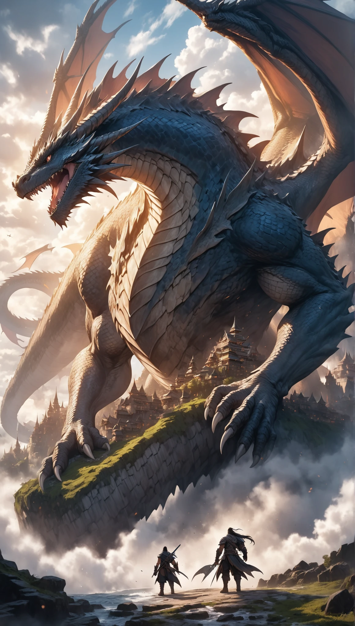  anime aestetics, anime scenery, mythical creature, a storm dragon flying close to the stormclouds, dark blue scales, violet skin, long curvy horns, electric impulses covering the body, epic scene, thunder storm, skyscape, anatomicaly correct, western dragon, dnd, dark fantasy, dungeons and dragons, wide shot, atmospheric perspective, perspective, best quality, highres, HD, 4K, award winning, super detail, accurate, masterpiece, anatomically correct, textured skin