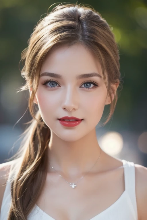 ((Best picture quality, 8K,tmasterpiece:1.3,)), ((Karina Lyla))，1girll, Beautiful woman with slender abs:1.3, (Casual hairstyle,鎖骨，Huge bust， Leaky big breasts:1.2，cleavage,Tattooed with), Ultra-fine face, 詳細な目, 二重まぶた