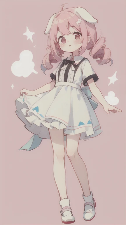 (One girl),Full Body Lesbian,
Pink Hair,Bright Blue Eyes,Aqua gradient eyes,
White Beret,
Bunny Suit, Latex suit,