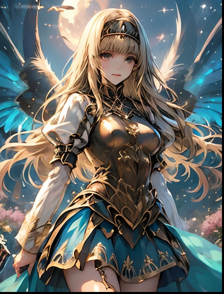 (((SFW、Highest quality、 first class masterpiece 、 Normal body 、8k、 detailed face 、 super precise、 real color 、5refer to、Highest)))、Alisha、『Valkyrie Profile 2』、Golden Hair 、 long hair、 short、Big Breasts、 slender、 slim、 Navel Exposure 、Pink Heart Dirty Print on Navel、Muscle Exposure、Half naked、Nipples See-Through Ultra Thin Transparent Slave Dress、Ultra Thin Transparent Miniskirt for Slaves、 slave iron collar 、Divine Sword、Heavenly Wings、embarrassing、Rarely、moon、Possess、The goddess's guardian spirit behind it、 sacred、Nivernbalestin