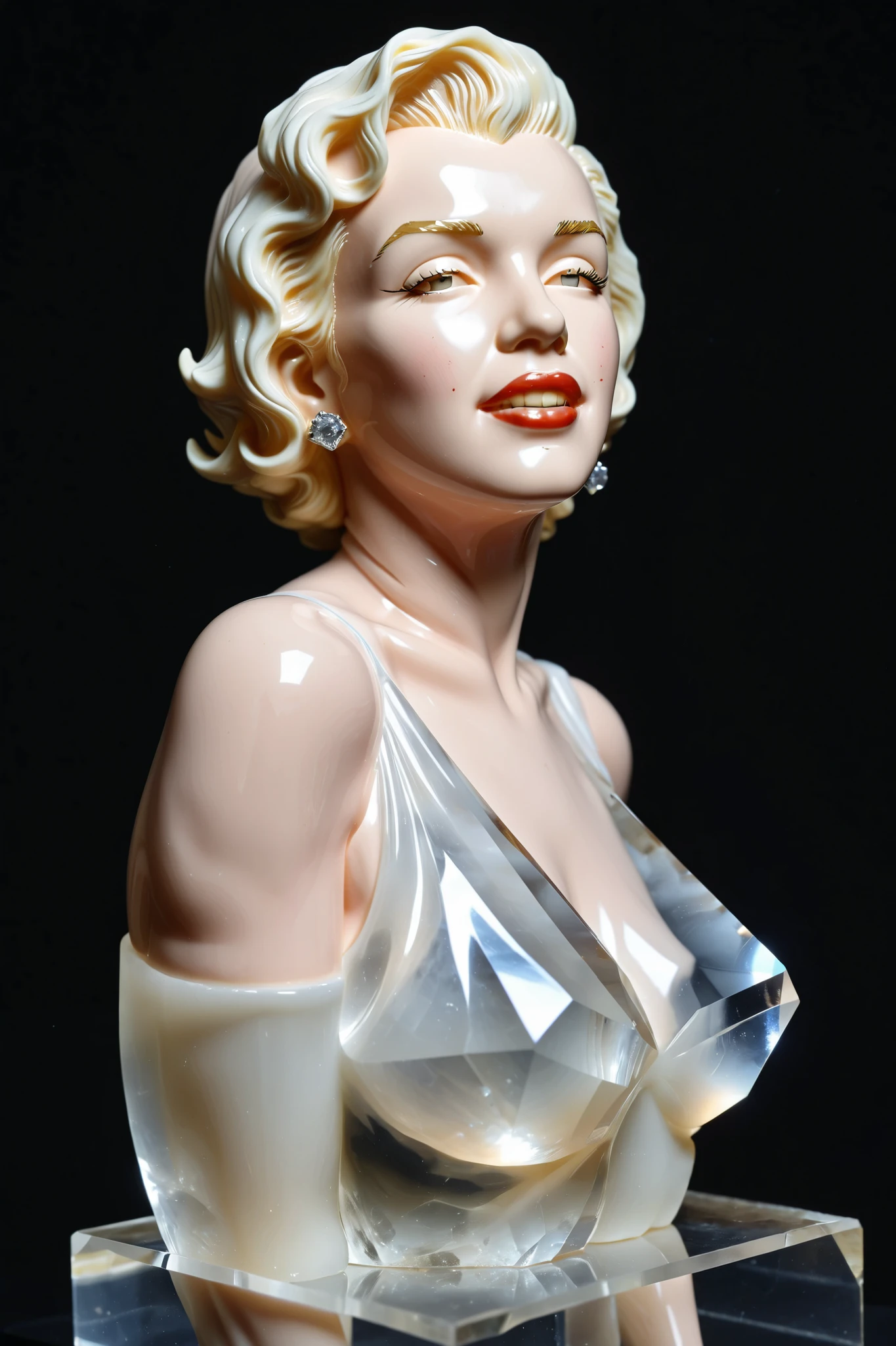 Marilyn Monroe's exact likeness is professionally sculpted out of a single piece of translucent quartz crystal. Beautiful and life like it is life size with her exact measurements. R.I.P. Marilyn Monroe 6/1/1926 - 8/5/1962. REMIX 5