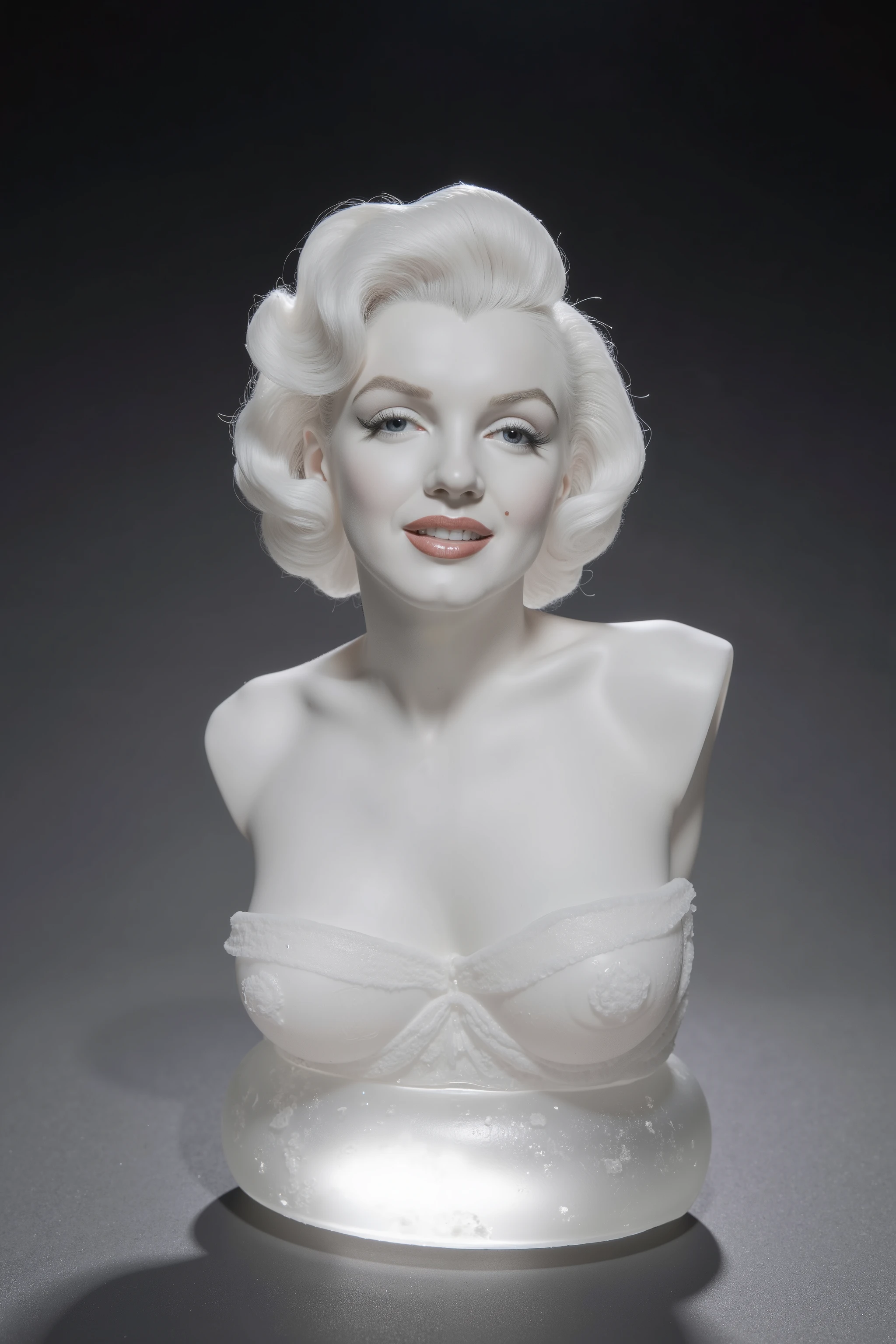 Marilyn Monroe's exact likeness is professionally sculpted out of a single piece of translucent quartz crystal. Beautiful and life like it is life size with her exact measurements. R.I.P. Marilyn Monroe 6/1/1926 - 8/5/1962